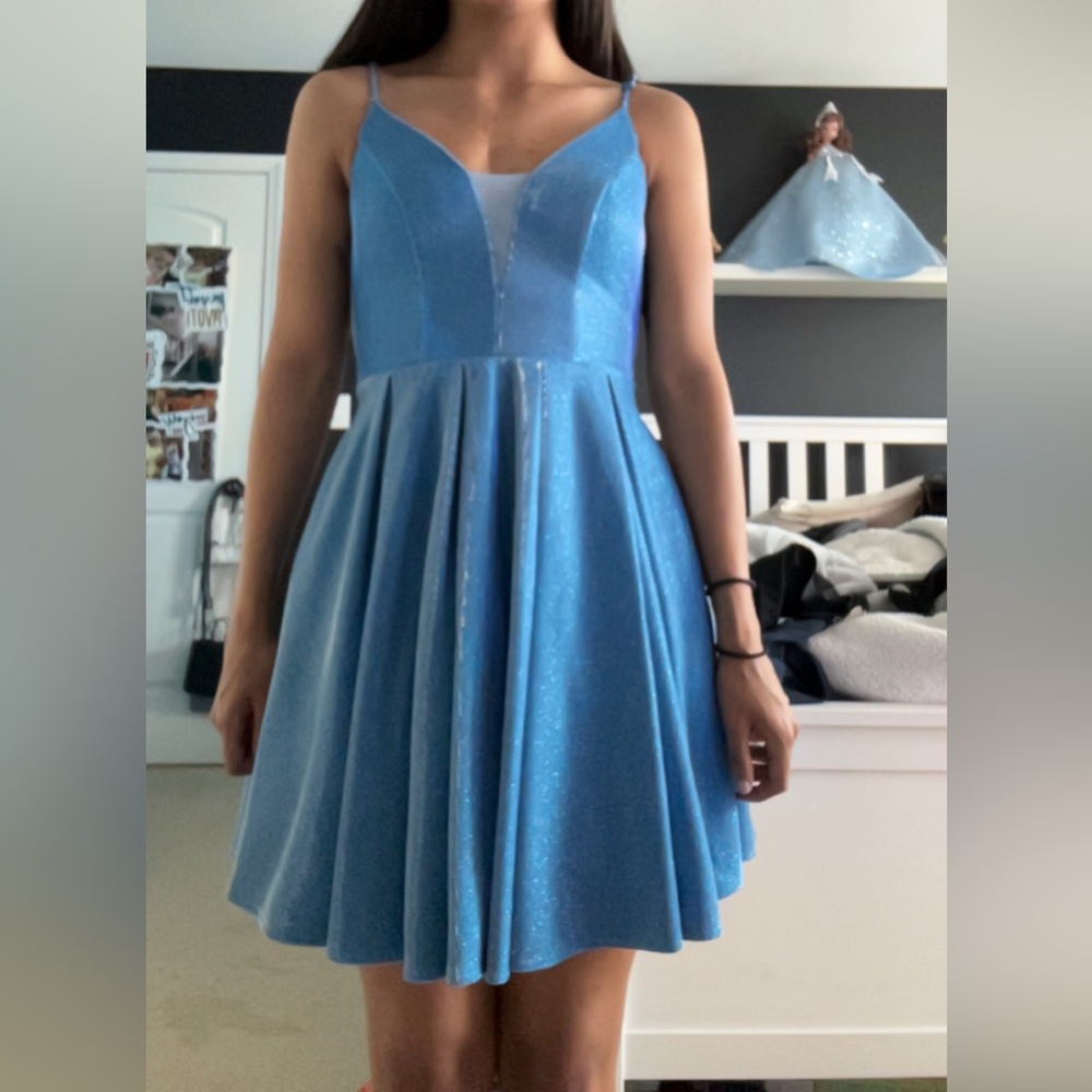 B Darlin Blue Glitter Dress